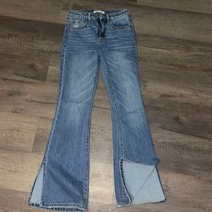 Buckle flare jeans